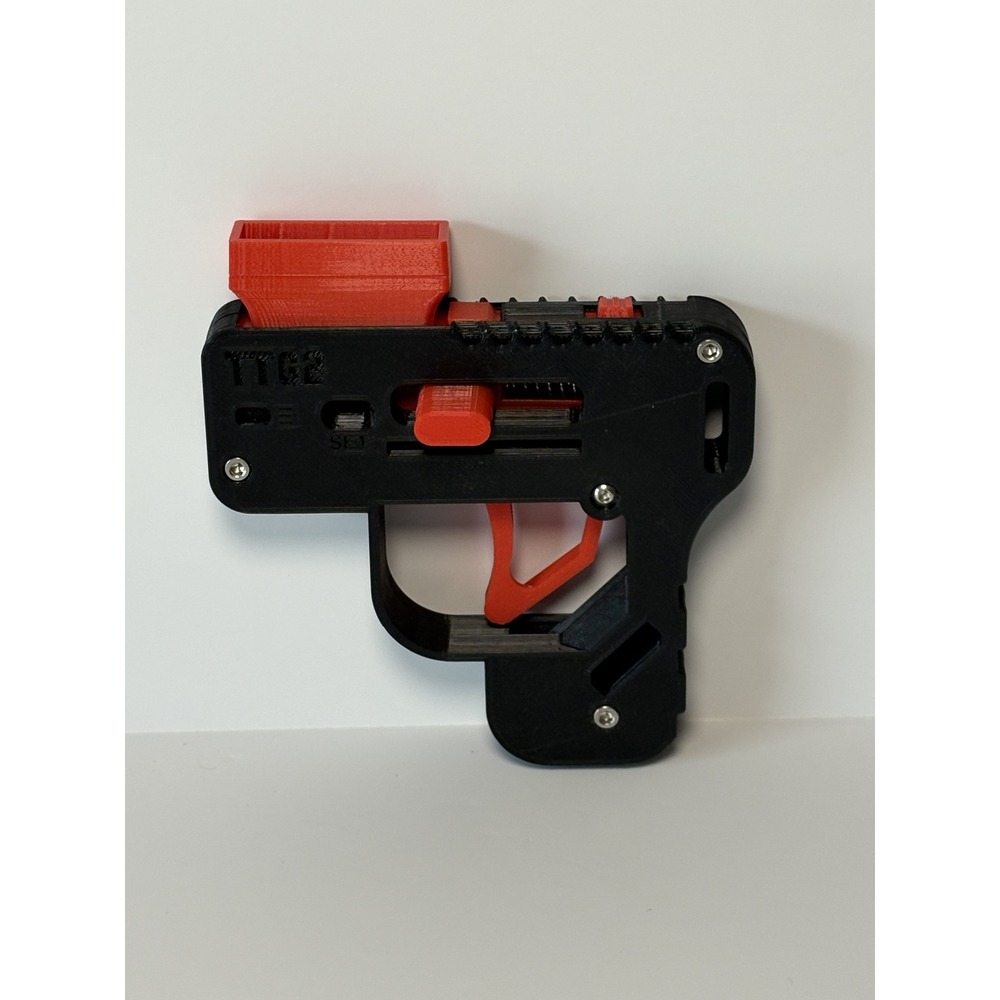 TTG2 Tic Tac Gun 2.0 3D Printed Mint Launcher Toy Novelty Gadget Black Red